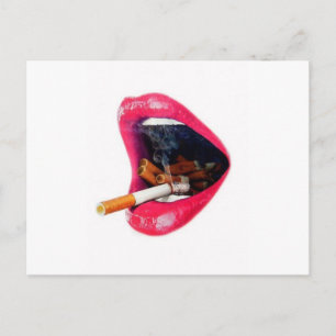 Rosa Läppar med cigarett Vykort