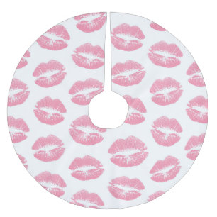 Rosa Läppar, Mönster i Läppar, Rosa Lipstick, kyss Julgransmatta Borstad Polyester