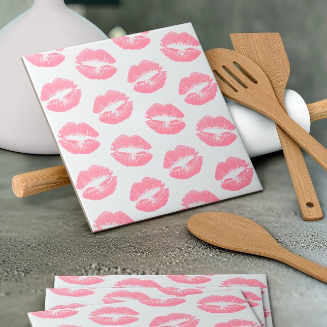 Rosa Läppar, Mönster i Läppar, Rosa Lipstick, kyss Kakelplatta (Skapare uppladdad)