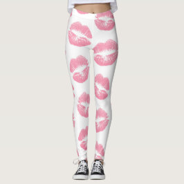Rosa Läppar, Mönster i Läppar, Rosa Lipstick, kyss Leggings