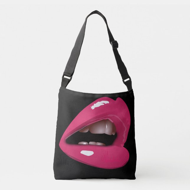 ROSA LÄPPAR MUNN VILD TOTES CROSSBODY VÄSKA (Framsida)