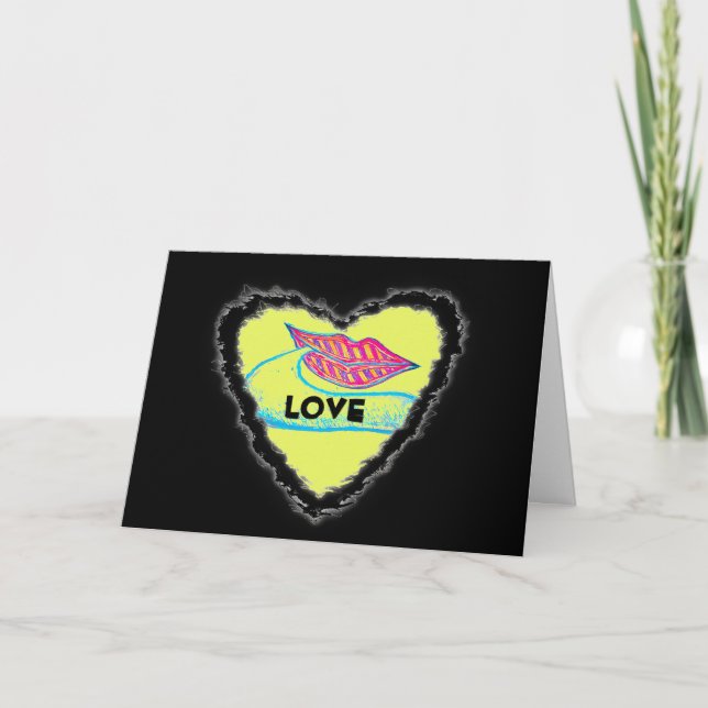 Rosa läppar och ord-balon eller tunga helgkort (Framsida)