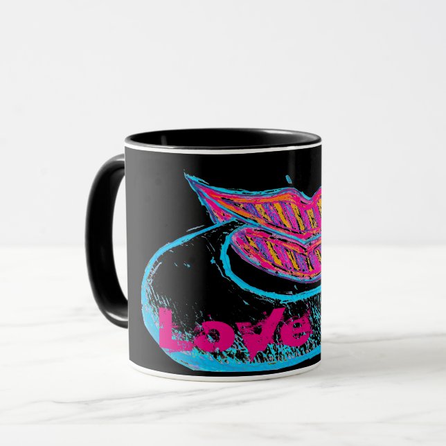 Rosa läppar och ord-balon eller tunga mugg (Framsida vänster)