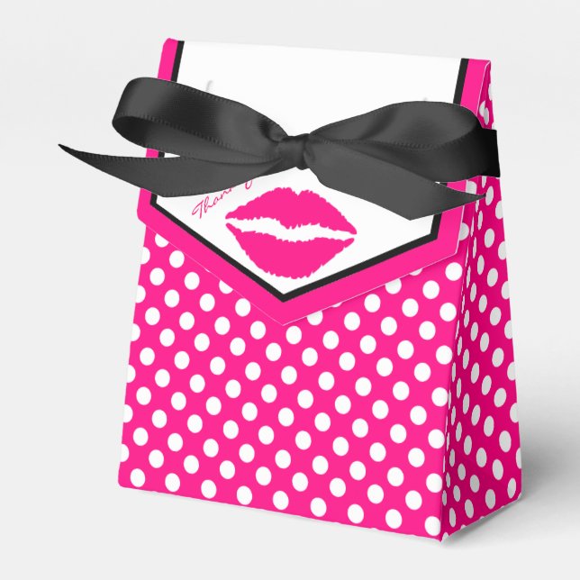 Rosa Läppar och Polka dots Girly Gift Box Presentaskar (Framsidan Sidan)
