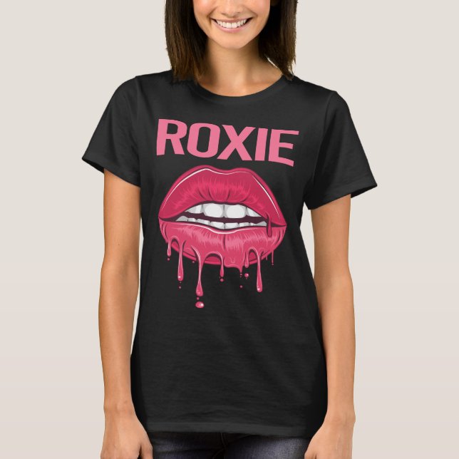 Rosa Läppar - Roxie Namn T Shirt (Framsida)