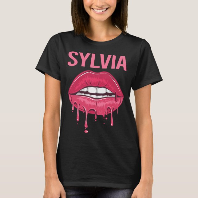 Rosa Läppar - Sylvia Namn T Shirt (Framsida)