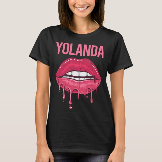 Rosa Läppar - Yolanda Namn T Shirt (Framsida)