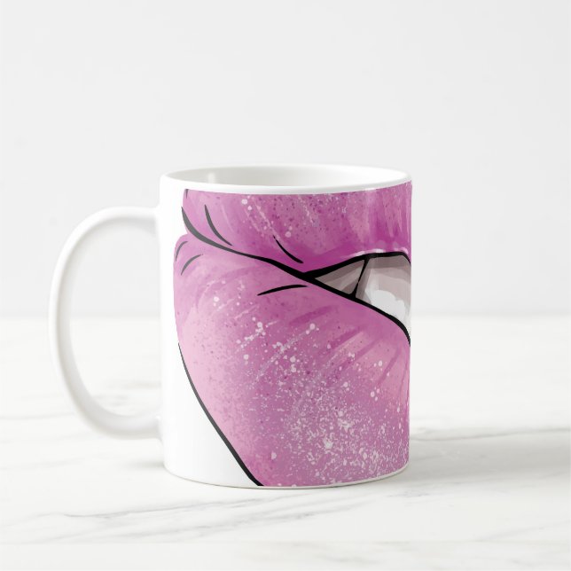 Rosa läppglans färg med tänder kaffemugg (Vänster)