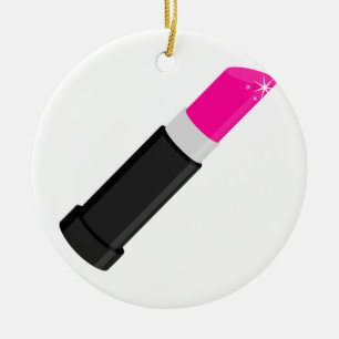 Rosa läppstift julgransprydnad keramik