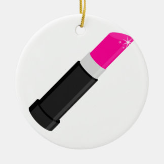 Rosa läppstift julgransprydnad keramik