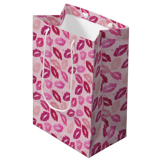 Rosa läppstift Kyss Sömlöst Mönster (Framsidan Vinklad)