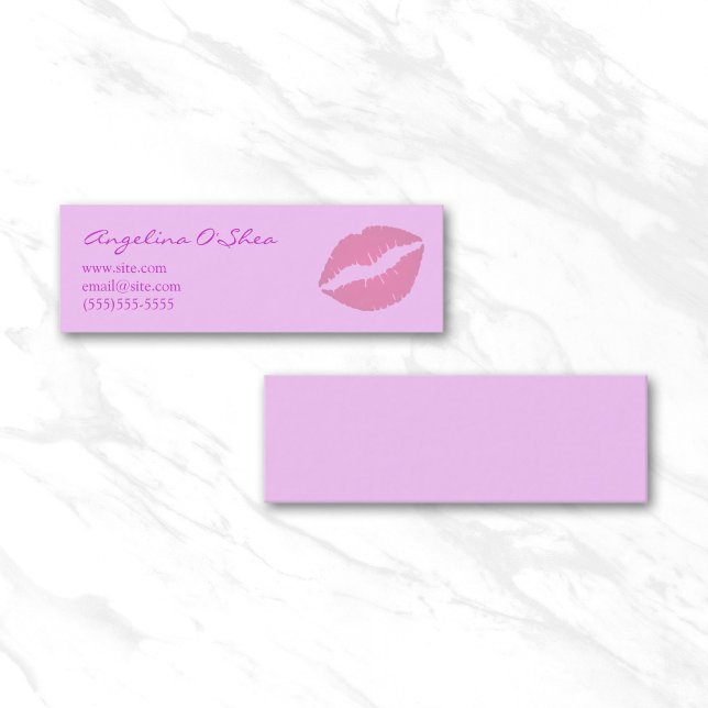 Rosa läppstift mini visitkort (Pink Lipstick Skinny Business Card)