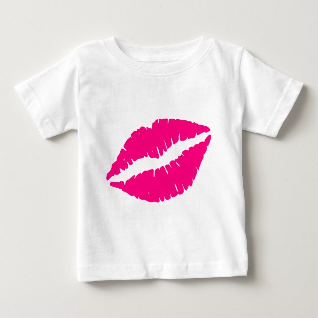 Rosa läppstift popart t-shirt (Framsida)