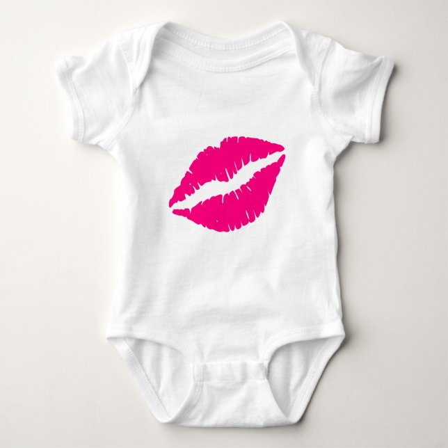 Rosa läppstift popart t-shirt (Framsida)