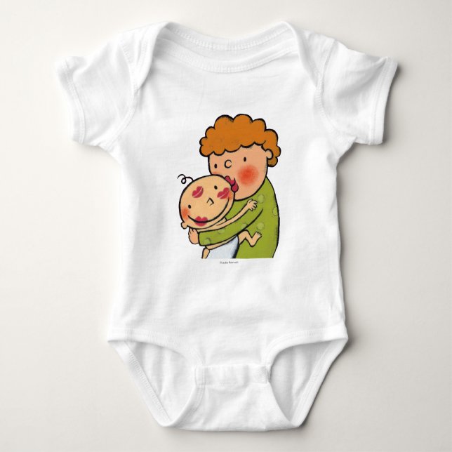 Rosa läppstiftkyssar för mormor för baby t shirt (Framsida)