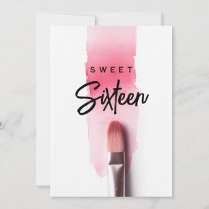 Rosa läppstipspensel Modern sweet sixteen födelsed Kort