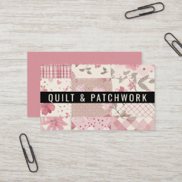 Rosa lapptäcke patchwork handgjorda kläder visitkort