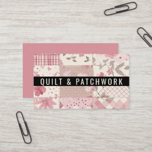 Rosa lapptäcke patchwork handgjorda kläder visitkort
