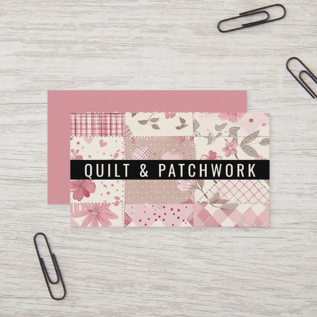 Rosa lapptäcke patchwork handgjorda kläder  visitkort (Fram/Back In Situ)