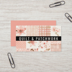 Rosa lapptäcke patchwork handgjorda kläder visitkort