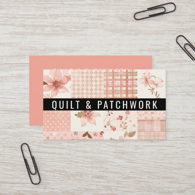 Rosa lapptäcke patchwork handgjorda kläder  visitkort (Fram/Back In Situ)