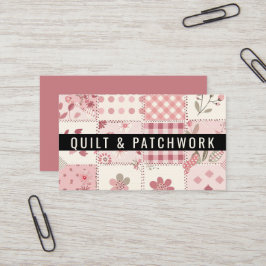 Rosa lapptäcke patchwork handgjorda kläder visitkort