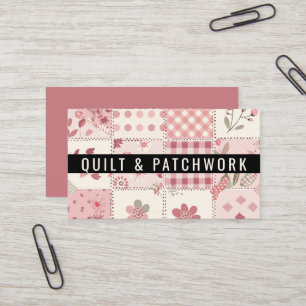 Rosa lapptäcke patchwork handgjorda kläder visitkort