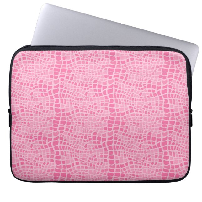 Rosa laptop sleeve för FAUXSnakeskin mönster (Framsidan)