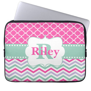 Rosa laptop sleeve för MintsparreMonogram