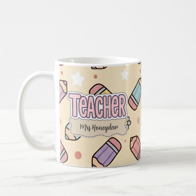 Rosa lärare Skol pennor Mönster  Kaffemugg (Vänster)