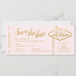 Rosa Las Vegas-boardingkortet Spara datumkortet Meddelande
