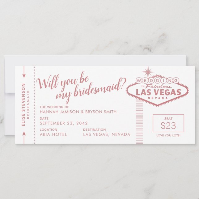 Rosa Las Vegas Bröllop Bridesmaid Frieri (Framsida)