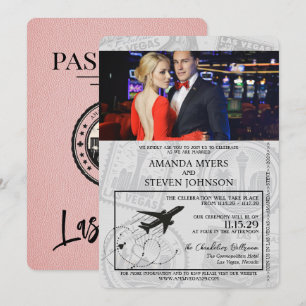 Rosa Las Vegas Passport Bröllop Inbjudningar