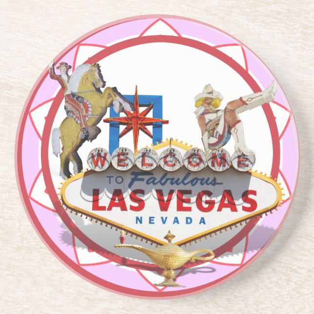 Rosa Las Vegas Poker Chip Underlägg Sandsten (Framsidan)