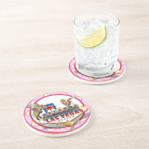 Rosa Las Vegas Poker Chip Underlägg Sandsten
