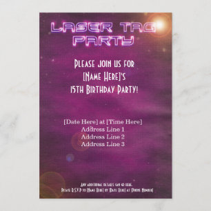 Rosa Laser Märkre Party Inbjudan