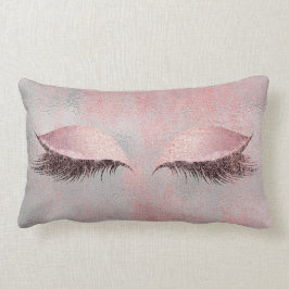 Rosa Lash Glass Glitter Silver Grått Makeup Lumbarkudde