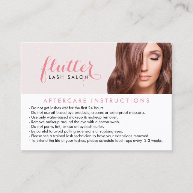 Rosa Lash Salon Aftercare Card Visitkort (Framsida)