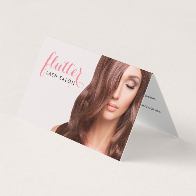 Rosa Lash Salon Aftercare-mappkort Visitkort (Framsida)
