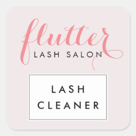 Rosa Lash Salon Lash Cleaner Stickers Fyrkantigt Klistermärke