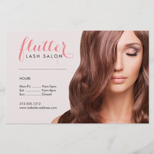 Rosa Lash Salon Photo Pris List Menu Flyer (Framsidan)