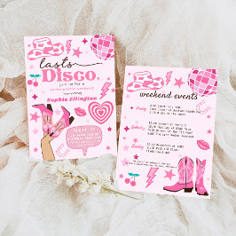 Rosa Last Disco Bachelorette Helg Nash Bash Inbjudningar