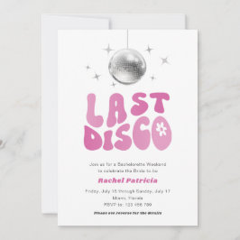 Rosa Last Disco, enkel Retro Bachelorette Helg Inbjudningar