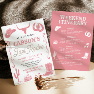 Rosa Last Rodeo Cowgirl Bachelorette Inbjudan