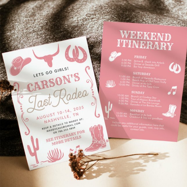  Rosa Last Rodeo Cowgirl Bachelorette Inbjudan (Skapare uppladdad)