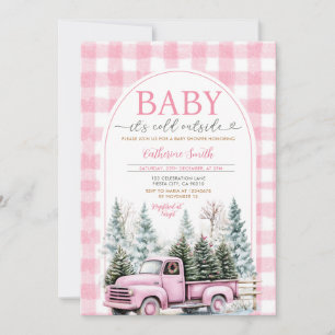 Rosa Lastbil Baby Det är Kall utanför babyskor Inbjudningar