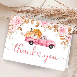 Rosa Lastbil Pumpkin Baby Shower Foldat-tackkort Tack Kort