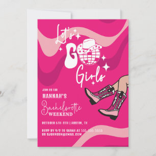 Rosa Låt oss Go Girls Bachelorette Party Inbjudningar