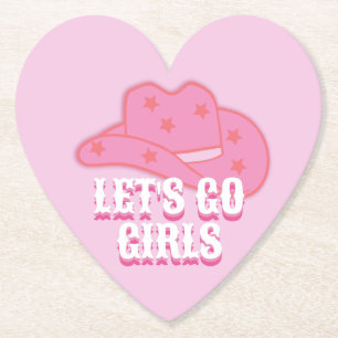 Rosa Låt oss Go Girls Cowboy Hat Rodeo Underlägg Papper