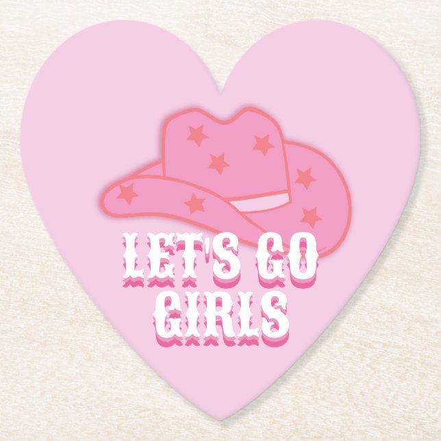 Rosa Låt oss Go Girls Cowboy Hat Rodeo Underlägg Papper (Framsida)